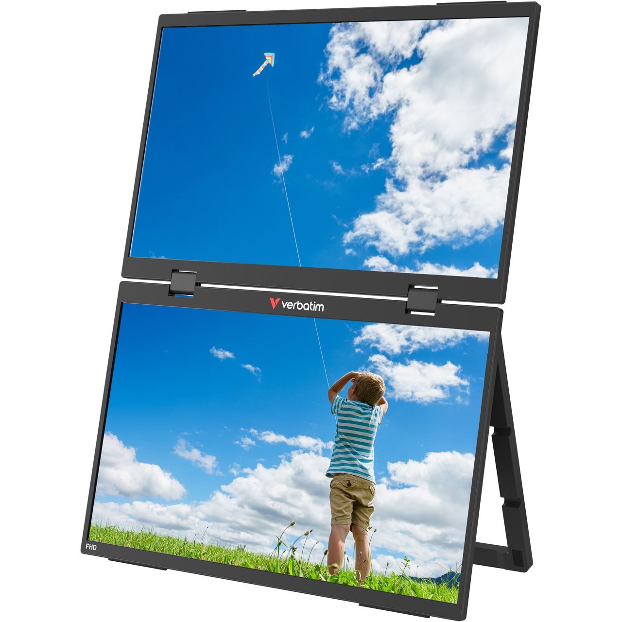 15,6" (39,62cm) Verbatim Essentials Dual Monitor schwarz 2x 1920x1080 1xMini-HDMI / 2xUSB-C mit DisplayPort