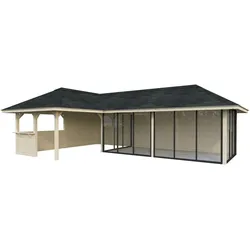Palmako Pavillon Bianca 33,2 m2 Set 521 Slide Plus mit Isolierglas-Schiebetüren naturbelassen