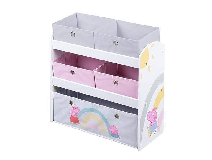 roba Spielregal aus Holz Peppa Pig - Spielzeugregal mit 5 Boxen - Montessori Aufbewahrungsregal für Jungen & Mädchen - Weiß…