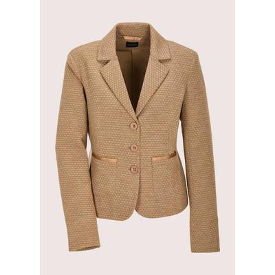 Jackenblazer MADELEINE "Jerseyblazer Kurzblazer mit Wabenmuster", Damen, Gr. 40, braun (haselnuss), Obermaterial: 65% Polyester PES. 30% Viskose CV. 5% Elasthan EL., Modern, schmal, Blazer, Strukturjersey
