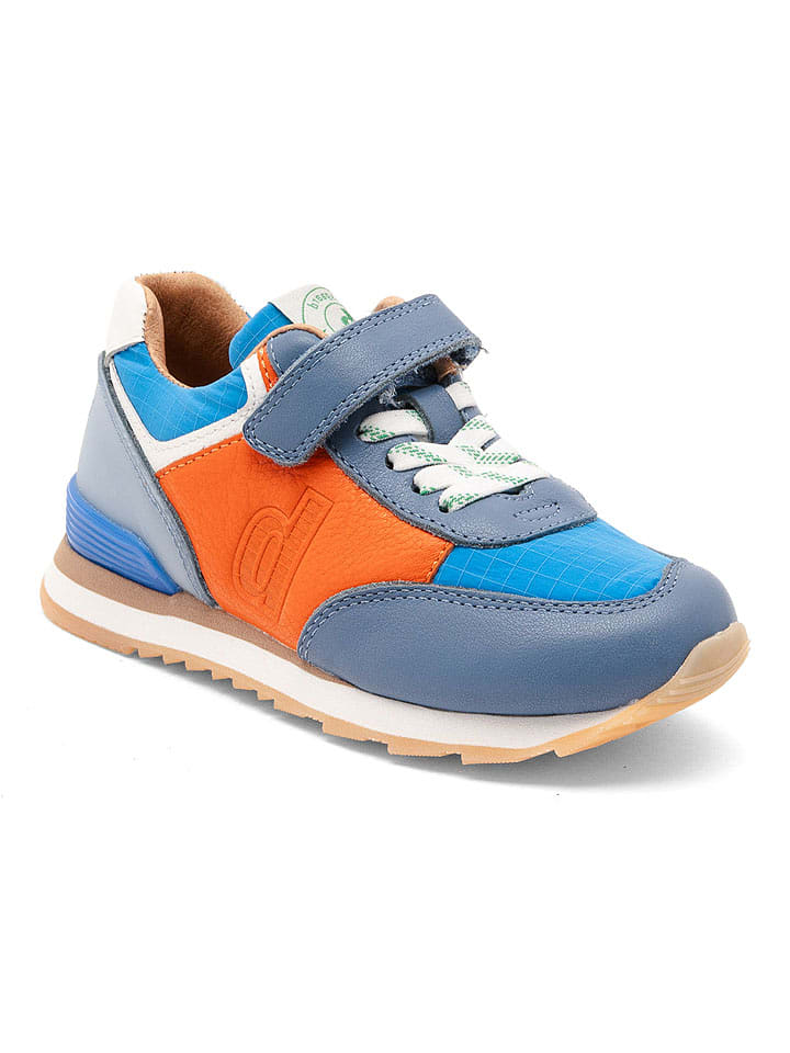 bisgaard Leder-Sneakers "Walde" in Blau/ Orange - onesize