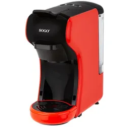 SOGO 3‐in‐1 Multi‐Kapsel Espressomaschine Rot 19 Bar 0,6L 1450W für Cremigen Espresso, Schnelle Aufheizung und Breite Kompatibilität