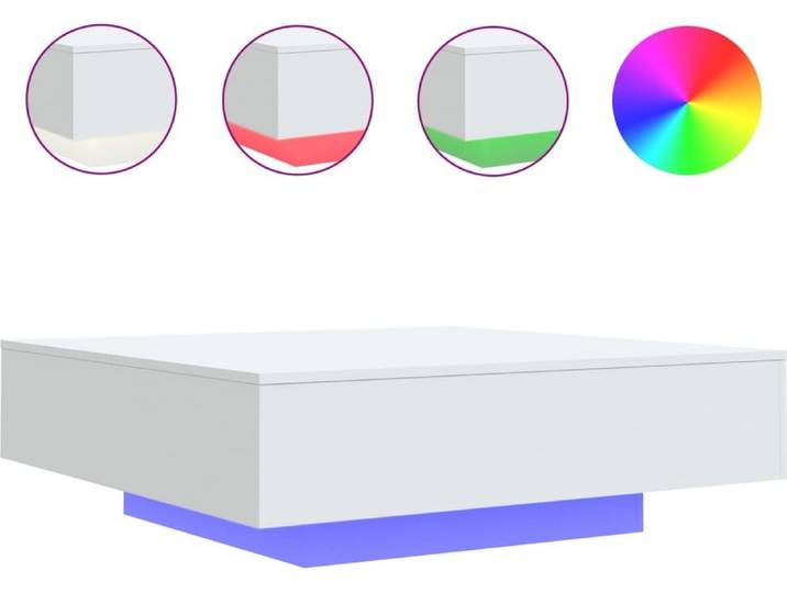 vidaXL Table basse avec lampes LED blanc 100x100x31 cm