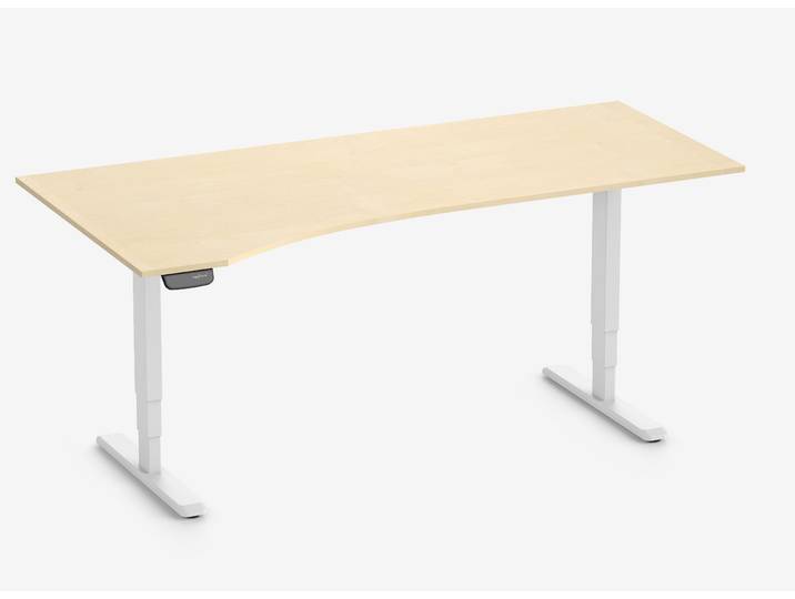 PRIMUS Freiformschreibtisch, Gestell Weiß 2000 x 800/1000 x 25 mm Birke, Ausführung Links