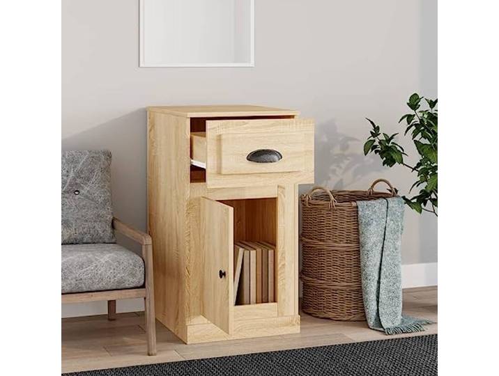 KTHLBRH Kommode mit Schublade, Sonoma-Eiche, 40 x 50 x 75 cm 1 Schublade, 1 Fach mit Tür, flexible Installation, Wandbefestigung im Lieferumfang enthalten