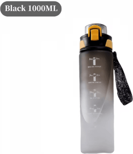 Inspire Picks 1 Liter Gradient Sports Water Bottle With Scale Large Capacity Outdoor Gym Hiking Bottle black 1000ml