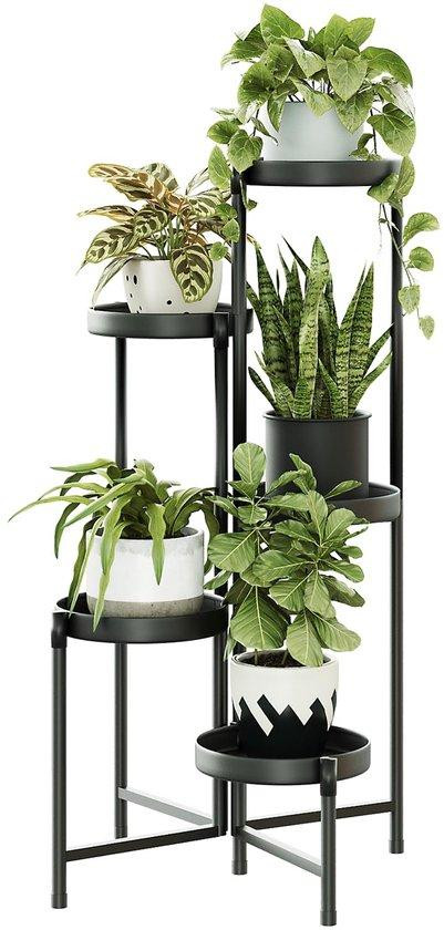 Unyqoos Moderne metalen plantenstandaard, 5-laags, zwart