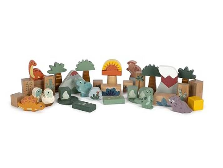small foot Holzbausteine „Dino“, Bausteine-Set aus FSC 100%-zertifiziertem Holz, für Kinder ab 1 Jahr, 50 Teile, 12621