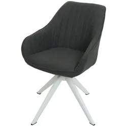 Décoshop26 - Esszimmerstuhl x1 mit drehbarer Armlehne dunkelgrauer Stoff/Textil 04_0006322 04_0006322