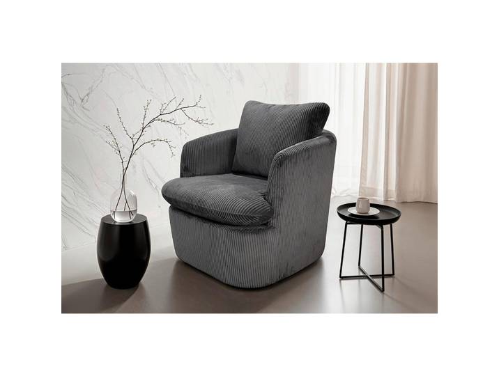 Mid.you Sessel Harmony, Dunkelgrau, Uni, Füllung: Schaumstoff, 72x78x77 cm, Sitzfläche 360° drehbar, gepolsterte Armlehnen, inklusive Armlehnen, Wohnzimmer, Sessel, Sonstige Sessel