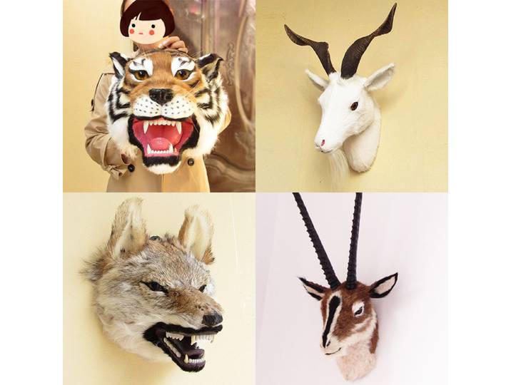 Tête de loup en cuir véritable simulé, décoration murale pour bar, salon, accessoires de décoration de chambre