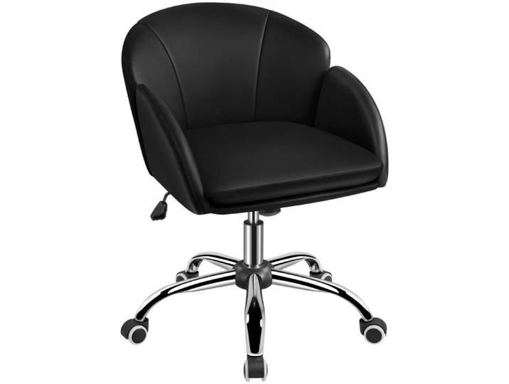 Fauteuil de Bureau avec Dossier Arrondi Chaise de Travail Réglable Hauteur- Inclinaison Roulettes 360° pour Salon Bureau YAHEETECH