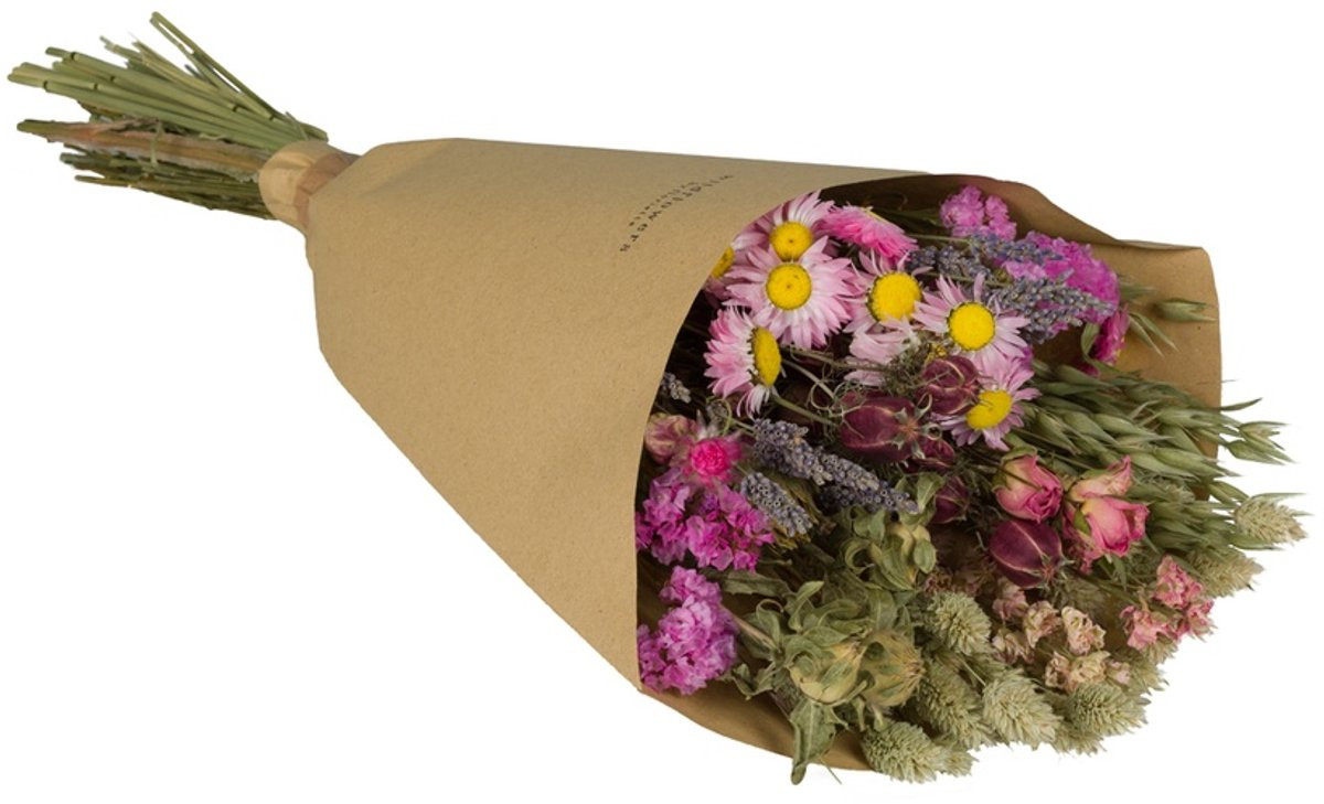 Floriëtte Wildflowers Field Bouquet - Roze - 50 cm - Droogbloemen Boeket