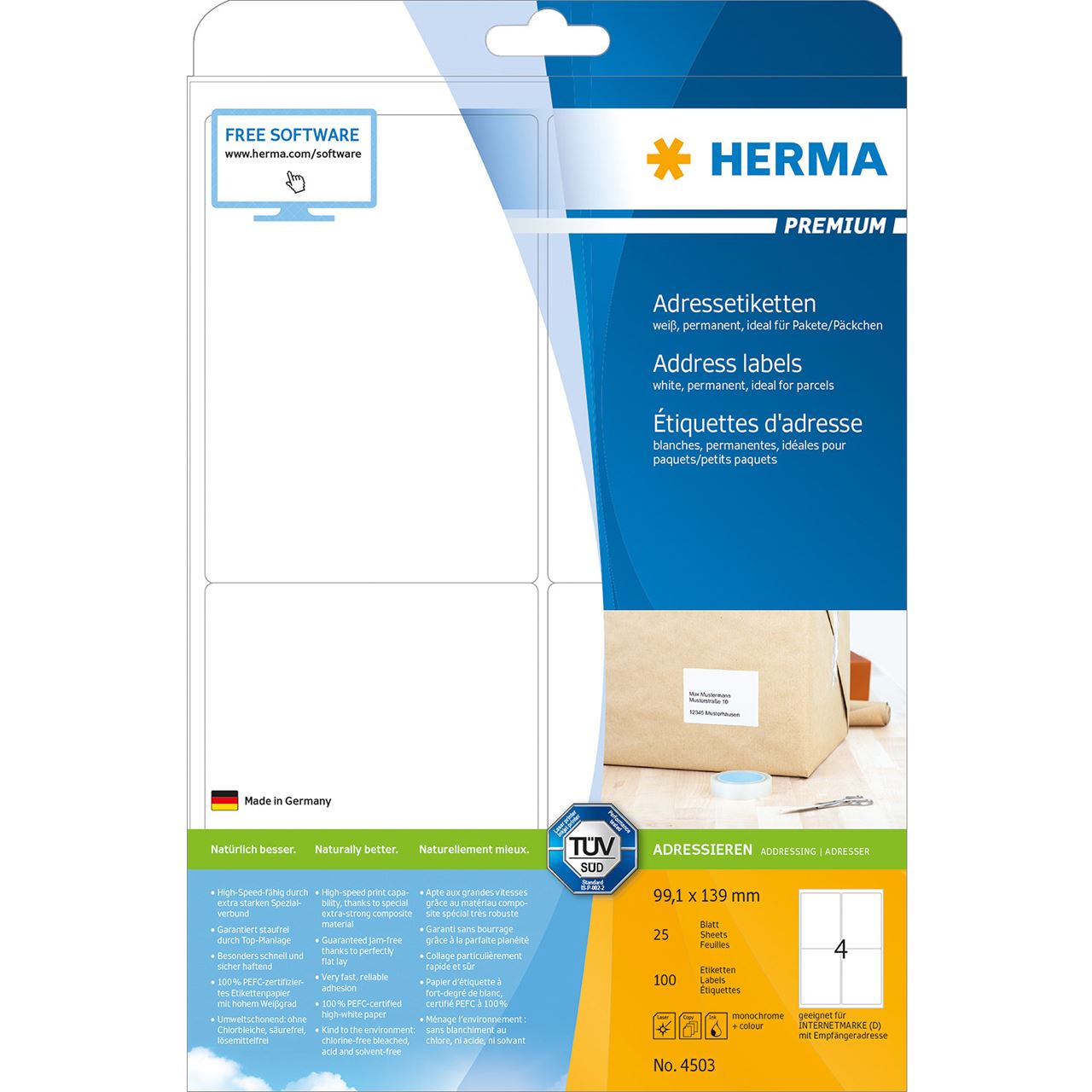HERMA Universal-Etiketten PREMIUM, 99,1 x 139 mm, weiß