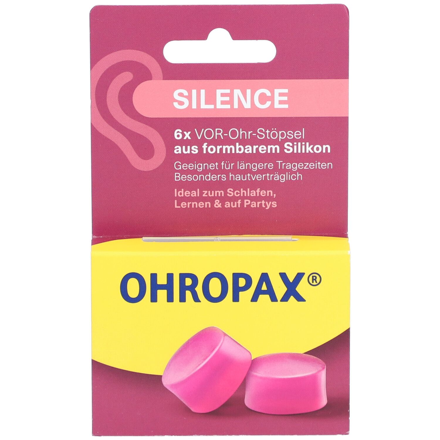 Ohropax Silence Silikon Vor-Ohr Stöpsel 6 St Ohrstöpsel