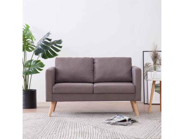 HEFZGDB Stilvolles 2-Sitzer-Sofa in Taupe Stoffbezug mit breiter Sitzfläche und gepolsterten Kissen, abnehmbare maschinenwaschbare Bezüge und Stabiler