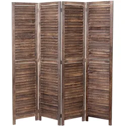 Paravent MCW-C30, Raumteiler Trennwand Sichtschutz, Shabby-Look Vintage, 170x160cm ~ braun