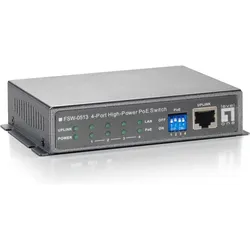 LevelOne FSW-0513: 4Port PoE+, 100Mbps (5 Ports), Netzwerk Switch, Schwarz, Grau