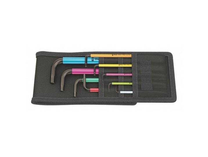 Wera 05022639001 950/9 Hex-Plus Multicolour Imperial 1\, Jeu de Clés Mâles Coudées\, Syst. impérial\, BlackLaser\, 9 Pièces Multicolore