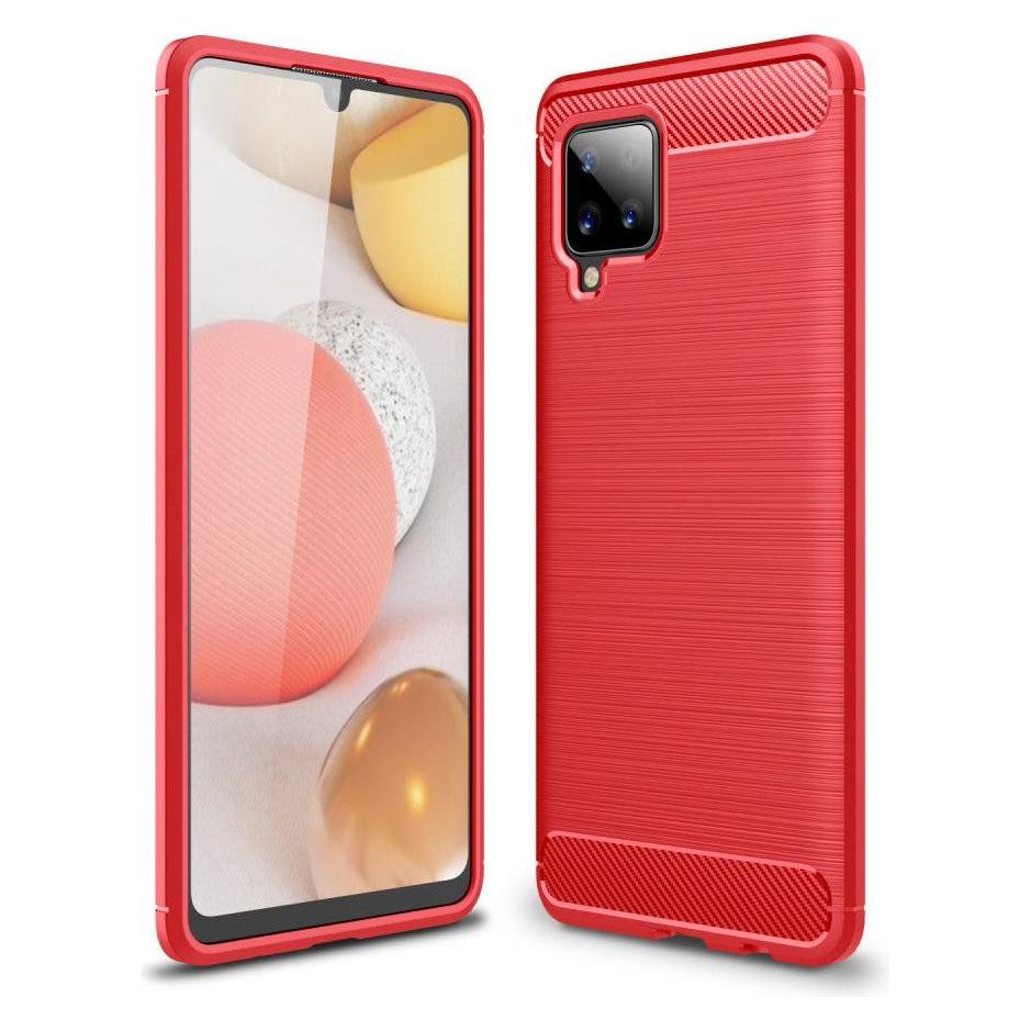 Cover-Discount Galaxy A42 - Metall Carbon Look Gummi Hülle rot (Samsung Galaxy A42) (101232388B)