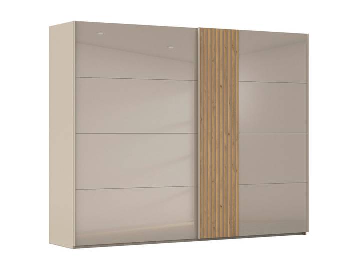Novel Schwebetürenschrank, Eiche, Fango, Glas, 8 Fächer, 262x223x68 cm, umfangreiches Zubehör erhältlich, in verschiedenen Größen erhältlich, Schlafzimmer, Kleiderschränke, Schwebetürenschränke