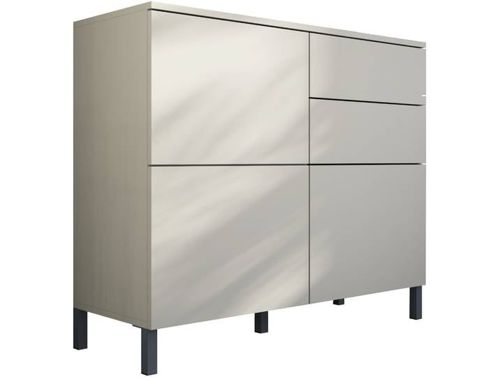 Kommode BORCHARDT MÖBEL Haama, Sideboard mit Metallfüssen, Push-to-open-Technik, Breite 93 cm , beige (kaschmir), B:93cm H:80cm T:35cm, Holzwerkstoff, Sideboards, Kommode, Push-To-Open, verstellbare Einlegeböden, viel Stauraum, Breite 93cm