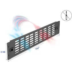 Delock 19′′ Netzwerkschrank Panel mit Lüftungsschlitzen werkzeugfrei 2 HE schwarz