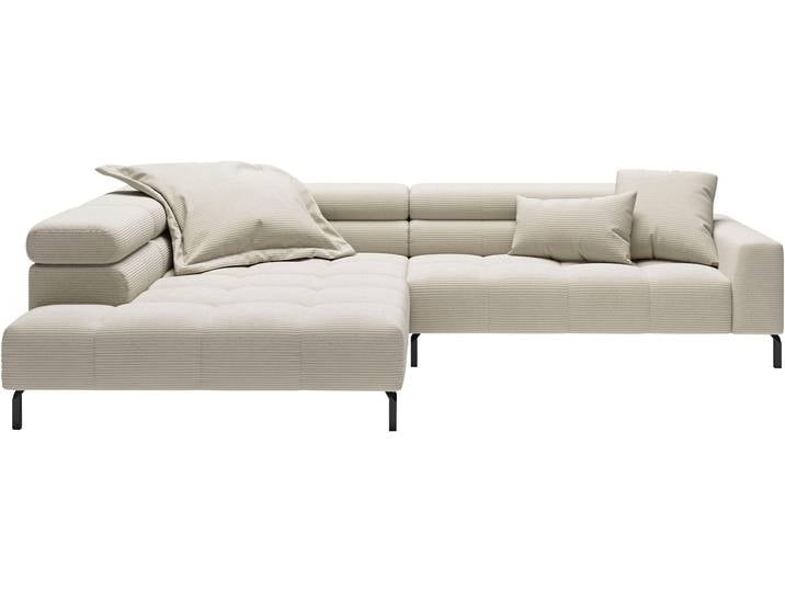 Ecksofa, 311x219 cm, Cord, Beige, Kopfteilverstellung, Modern, Places of Style