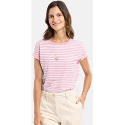 Armor Lux T-Shirt Damen Weiß Rosa Leinen Mix Heritage