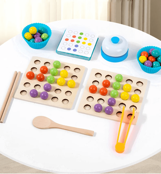 Inspire Essentials Montessori Wooden Bead Sorting Toy With Clip For Fine Motor Skill Development Montessori Wooden Bead Sorting Toy With Clip For Fine Motor Skill Development