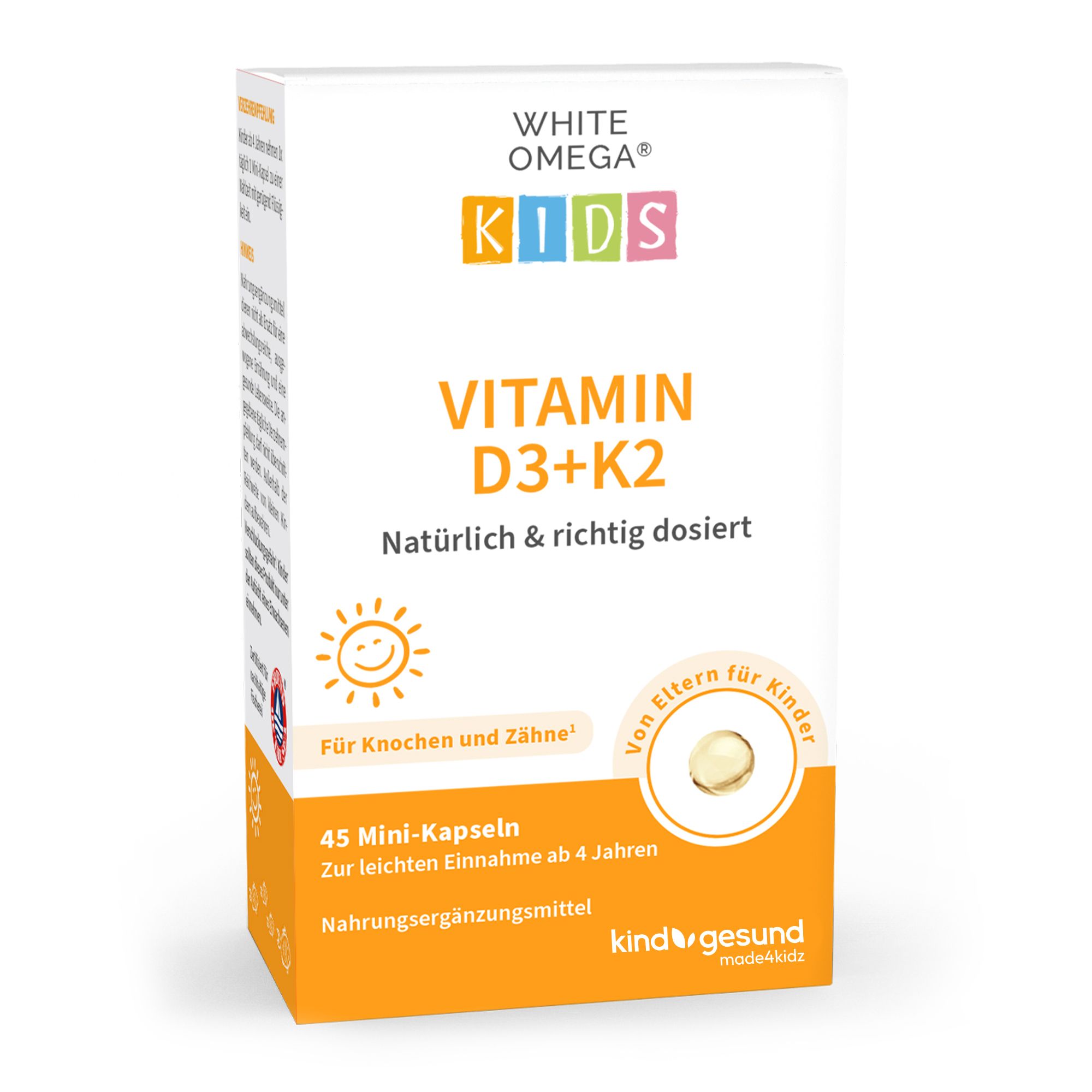 White Omega Kids Vitamin D3+K2 Kapseln 45 St