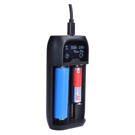 Olight Solight nabíjačka batérií Li-Ion, LiFePO4, Ni-MH/CD, AA, AAA, 18650, 2000mA, 2 kanály, LCD displej (18650, AA, AAA) (8592718026424)