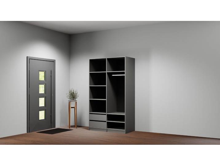 Offener Kleiderschrank nach Maß Premium Dekore Basaltgrau