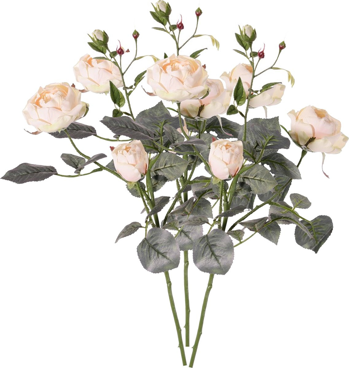 Top Art Kunstbloem Ariana Roos - 3 stuks - Wit - Hoogte: 73 cm