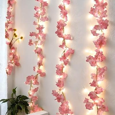 Elegante Hochzeitsfeier Kirschblüten Rattanstäbe Feenlichter Batteriebetriebene LED Lichter für Feiertag Hochzeit Raumdekoration
