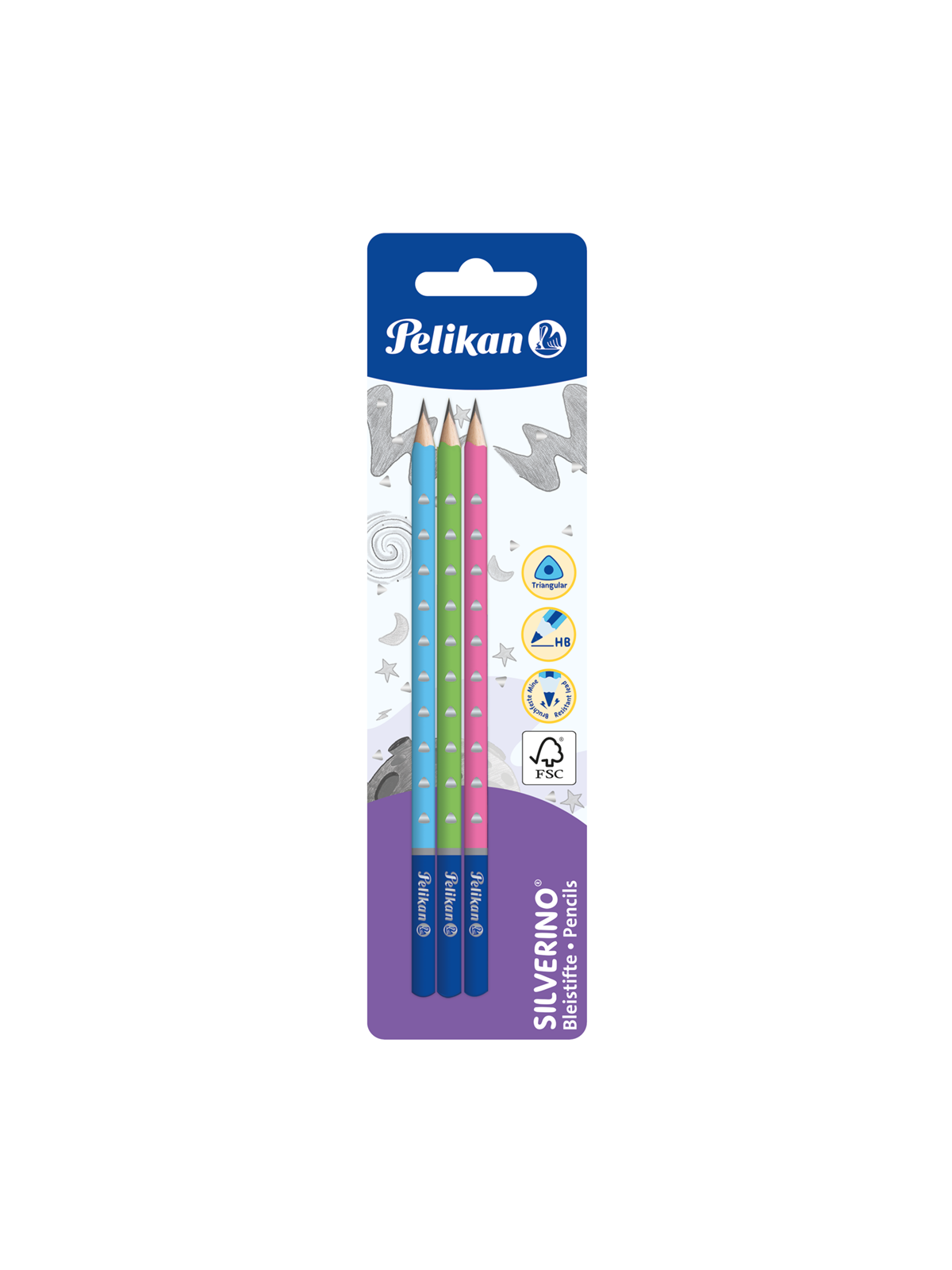 Pelikan Bleistifte SILVERINO, HB, 3 Stück auf Blisterkarte