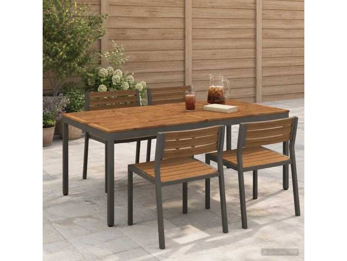 ELORAN®Table de dîner de jardin - Naturel - et café - 196x100 5x75 cm - Table terrasse Moderne_00118550