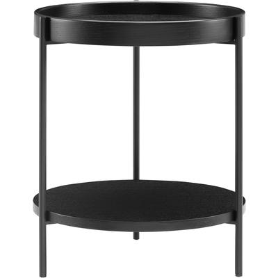 Beistelltisch SALESFEVER "Charmant und praktisch: Beistelltisch", schwarz (schwarz, schwarz, schwarz), B:44cm H:49cm T:44cm, MDF mit Eschenholzfurnier, Metall, Tische, Beistelltisch, mit 2 Ablageflächen