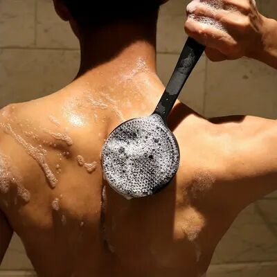 Multicon Wholesale Hub Long Handle Body Bath Brush, Silicone Back Scrubber For Massage And Exfoliation black