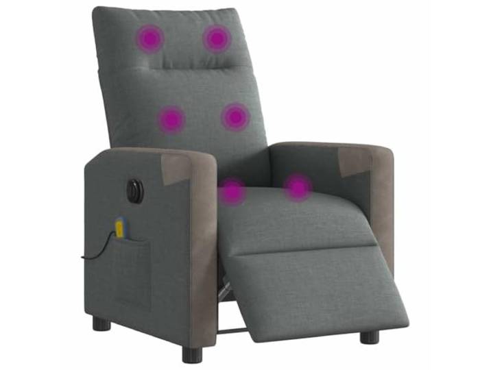 NLQMSU Elektrischer Massagesessel, dunkelgrau, Stoff 6-Punkt-Vibrationsmassage, Fernbedienung inklusive, Seitentasche, Rahmen aus Holz und Metall, atmungsaktives Gewebe, Neigung