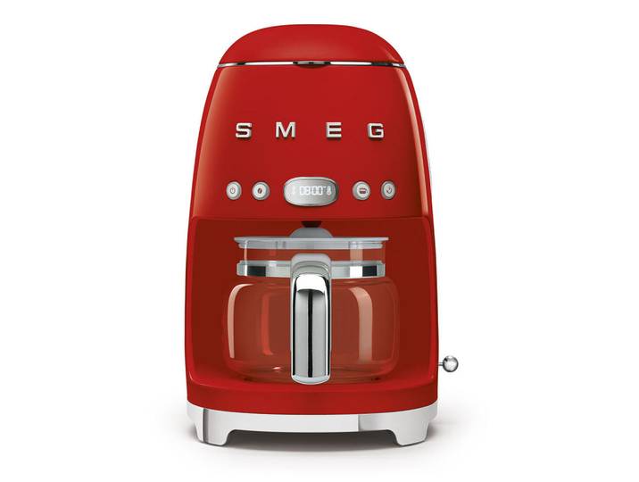 Smeg Filterkaffeemaschine, Rot, Glas, 1400 ml, 25.6x36.1x24.5 cm, Warmhalteplatte, Wasserstandsanzeige an der Kanne, Küchengeräte, Kaffeemaschinen & Zubehör