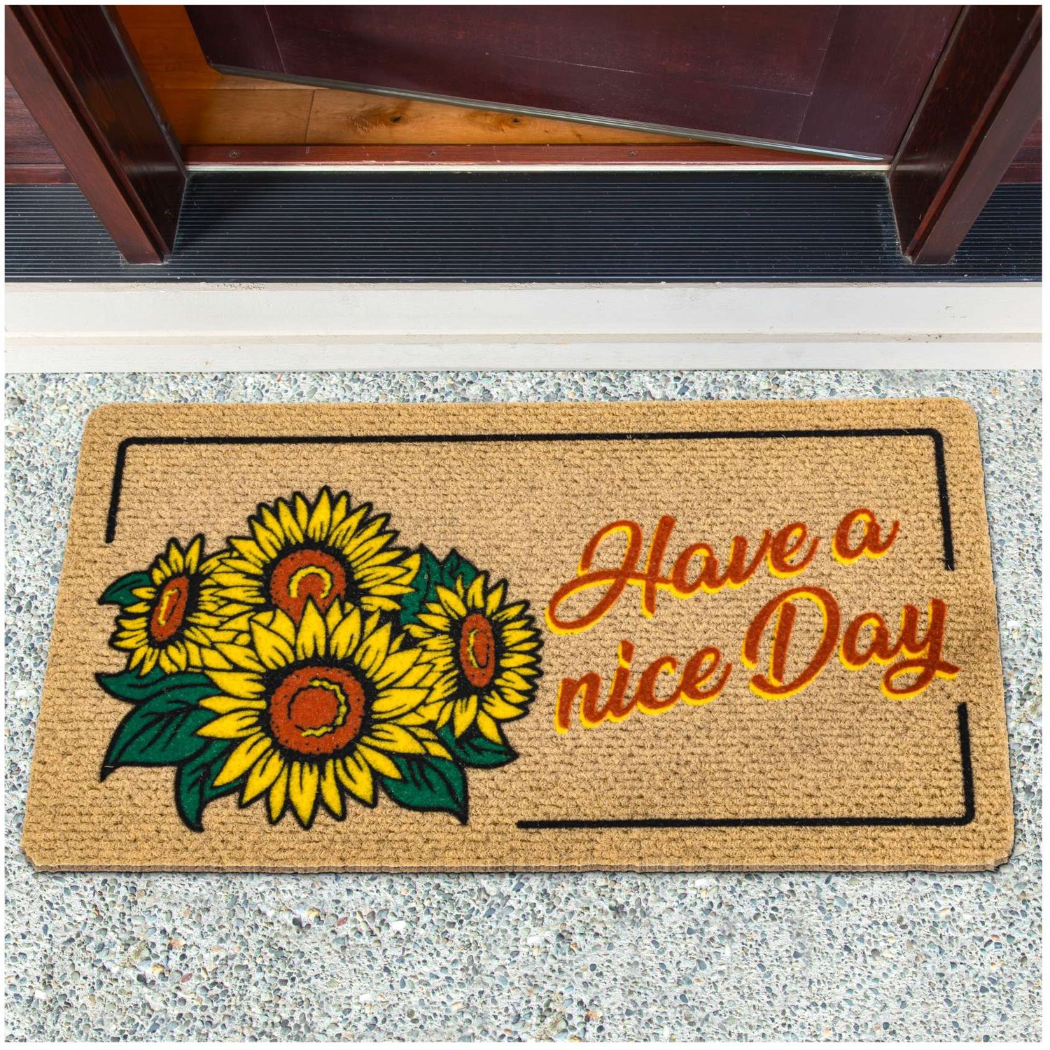ANRO Have a Nice Day Deurmat Beige 40 x 70 cm - Antislip - 3D-effect