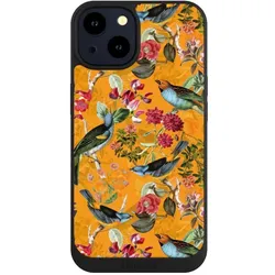 Nivocase Handyhülle für Apple iPhone 14 Hülle NIVOpure Case Schwarz Blumen Dschungel Vogel (Apple iPhone 14), Smartphone Hülle, Schwarz