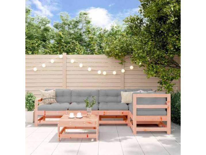 WDGJJFECNMUEHI Bois massif Douglas Design Lattes modulaire Brun 6 Pieces Salon de jardin 6 pieces bois massif douglas exterieur modulable avec repose-pieds et canapes angle pour terrasse patio