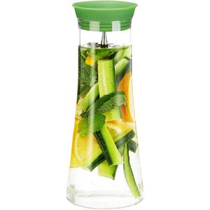 Relaxdays Karaffe 10023434 zylindrisch, aus Kristallglas, mit Silikondeckel und CloseUp-Verschluss, 1 Liter