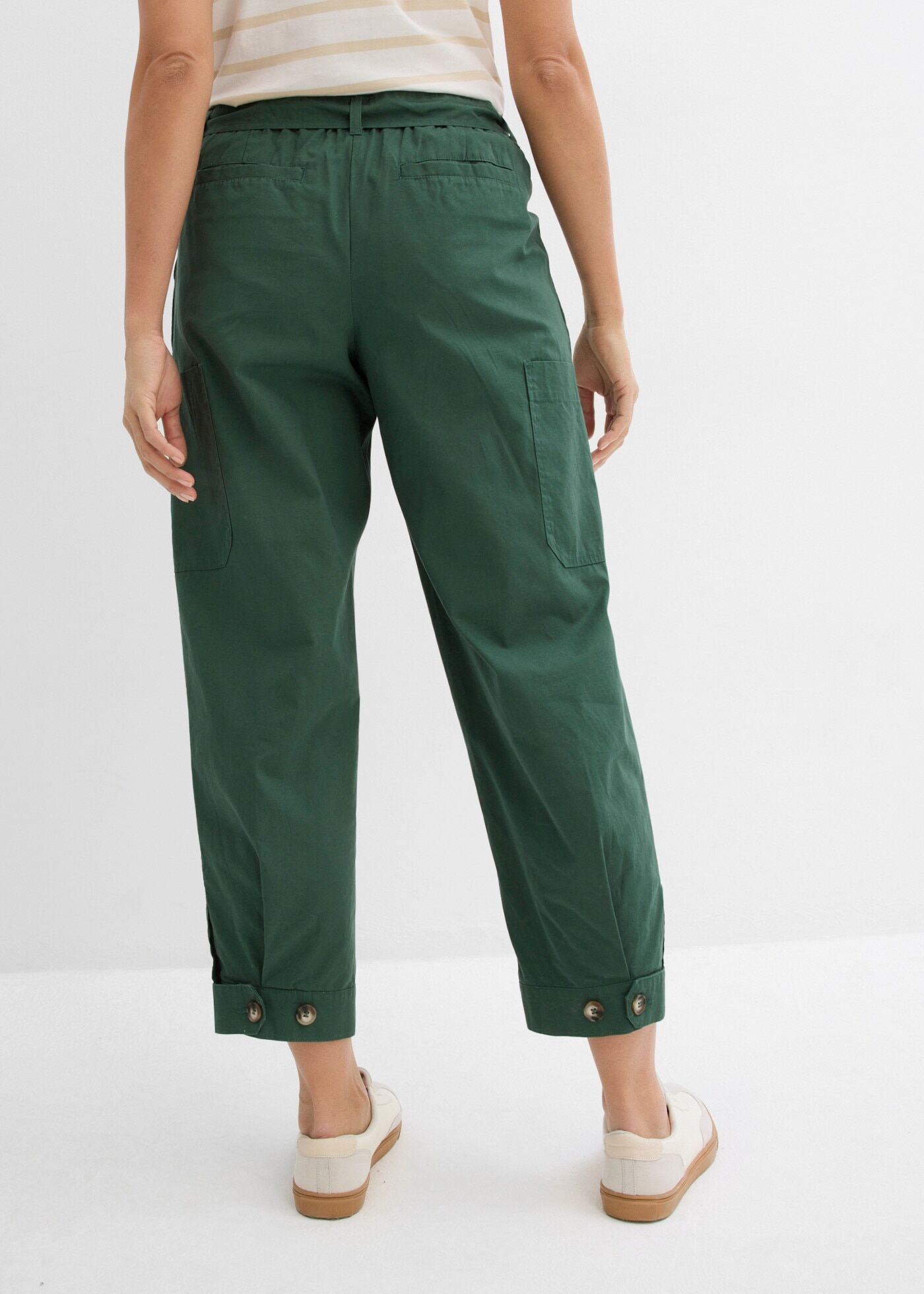 Cargohose BONPRIX, Damen, Gr. 46, N-Gr, grün (schattengrün), Obermaterial: 100% Baumwolle, loose fit, Hosen Cargohose, Loose Fit, mit Bindegürtel, aus Baumwolle, in verschiedenen Grössen schattengrün 46, N-Gr