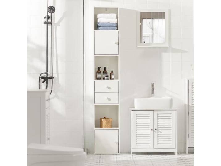 SoBuy® STR10-W Bibliothèque Étagère sur Pied Étagère de Rangement Meuble Colonne Classeur Armoire Haute pour Bureau Salon Chambre