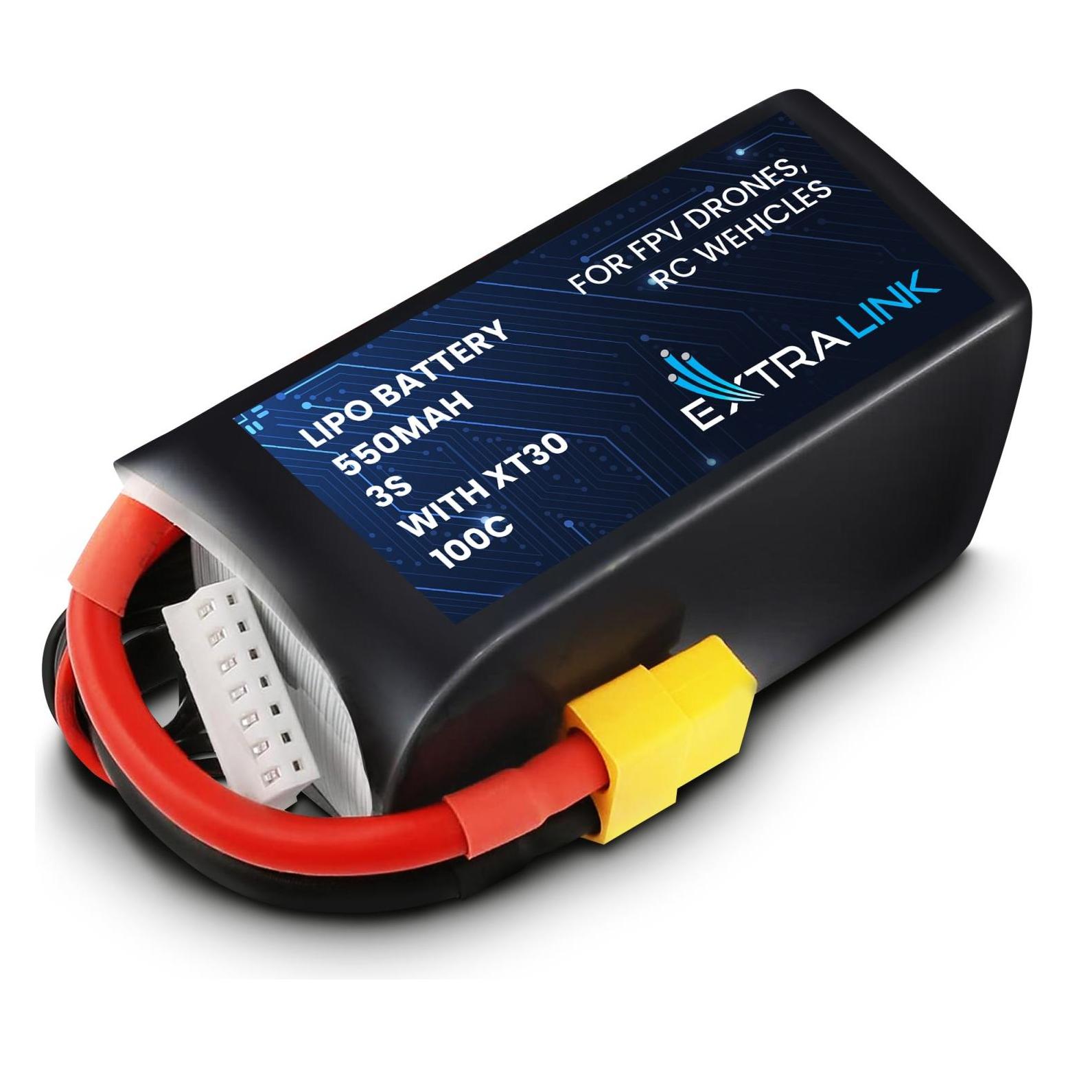 Extralink LIPO BATTERY 550MAH 3S WITH XT30 100C FOR FPV DRONES, RC WEHICLES (Drohnen Akku) (Extralink)