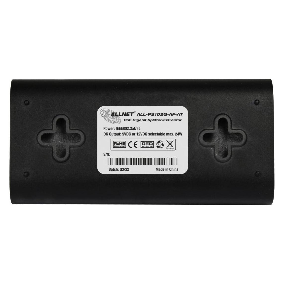 Allnet PoE Splitter-Mini/Extractor / Gigabit / 24W / 5V/12V Schaltbar / ALL-PS102G-AF-AT (PoE Splitter) (ALL-PS102G-AF-AT)
