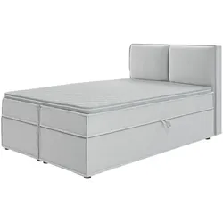 S-STYLE Boxbett mit Stauraum und Topper  H3 Uma ¦ silber ¦ Maße (cm): B: 140 H: 103